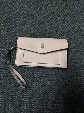 Women's Pink Leather Wristlet Clutch